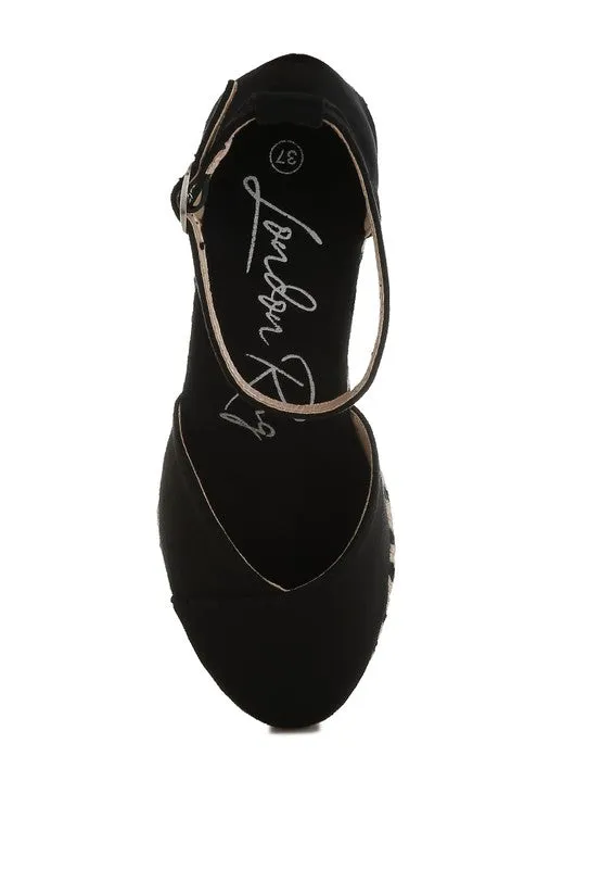 Sorcruz Dual-Tone Wedge Heel Espadrilles Sandals - Comfort Cushion, Bohemian Chic, Available in Blue and Black