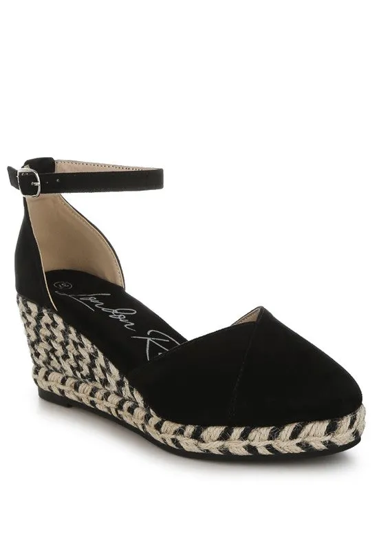 Sorcruz Dual-Tone Wedge Heel Espadrilles Sandals - Comfort Cushion, Bohemian Chic, Available in Blue and Black