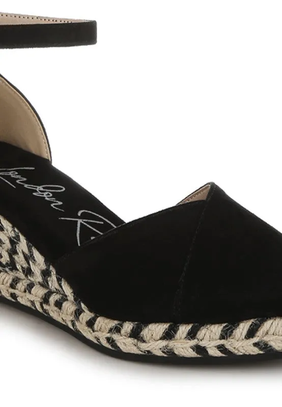 Sorcruz Dual-Tone Wedge Heel Espadrilles Sandals - Comfort Cushion, Bohemian Chic, Available in Blue and Black
