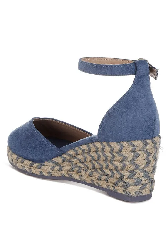 Sorcruz Dual-Tone Wedge Heel Espadrilles Sandals - Comfort Cushion, Bohemian Chic, Available in Blue and Black
