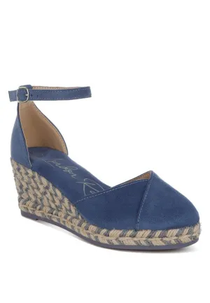 Sorcruz Dual-Tone Wedge Heel Espadrilles Sandals - Comfort Cushion, Bohemian Chic, Available in Blue and Black