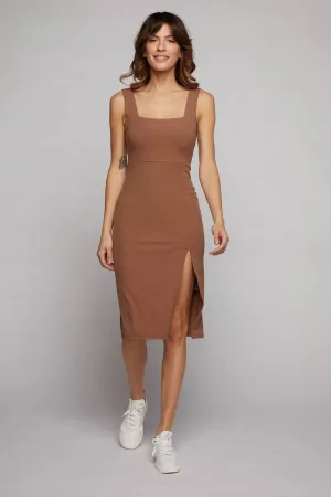 Square Neck Dress with High Slit