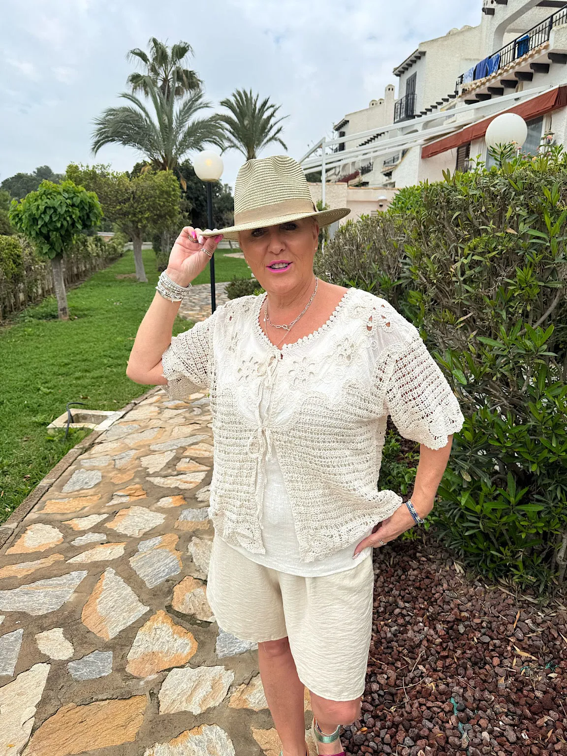 Stone Crochet Tie Front Cardi Tina