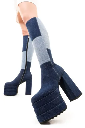 Talk Of The Town Platform Knee High Boots