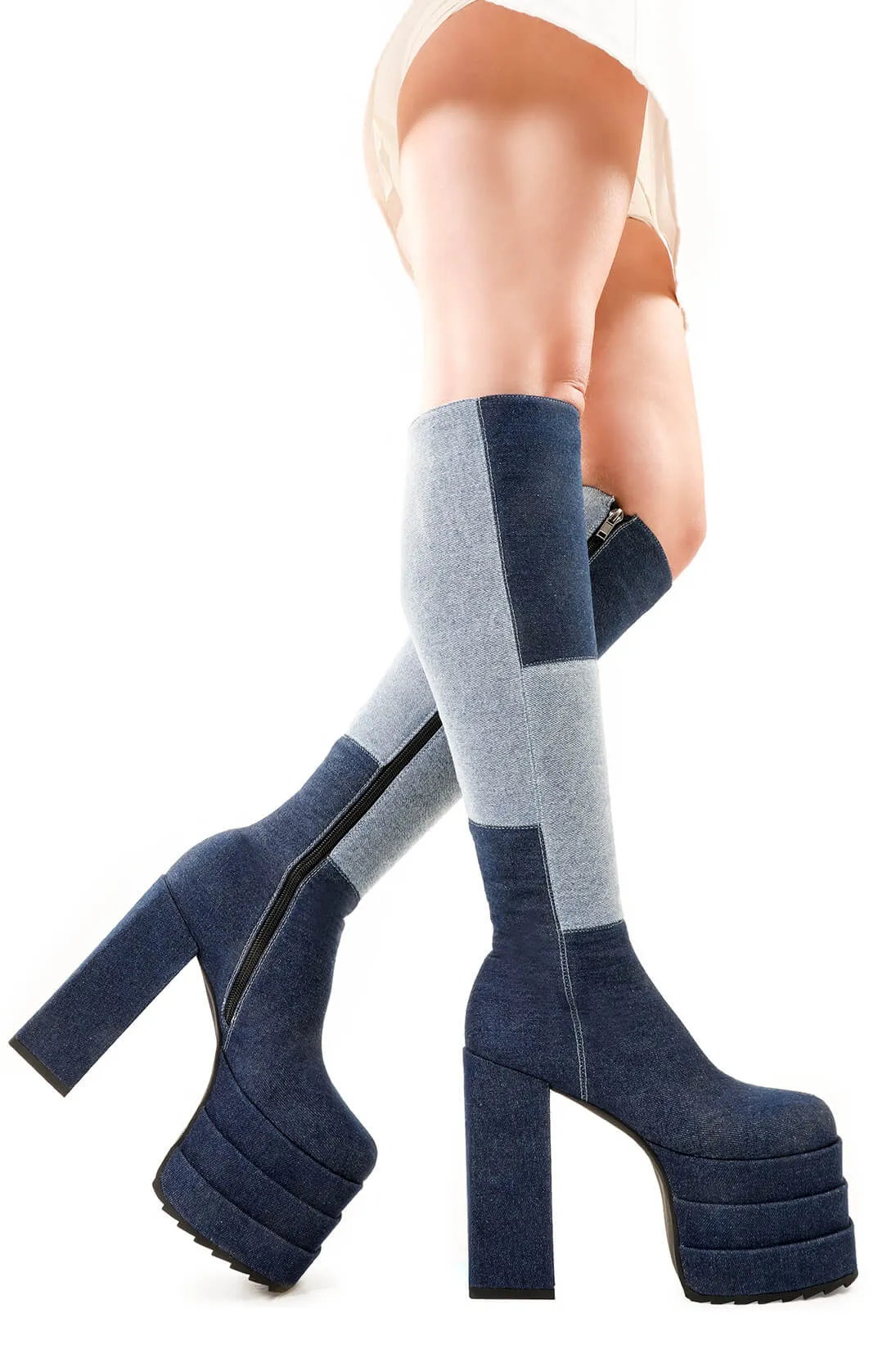 Talk Of The Town Platform Knee High Boots