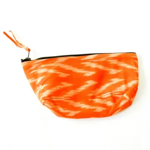 Tangerine Tulip Cotton Ikat Large Zipper Pouch