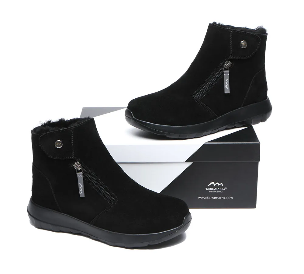 TARRAMARRA® Leather Button Zipper Ankle Boots Women Tyria
