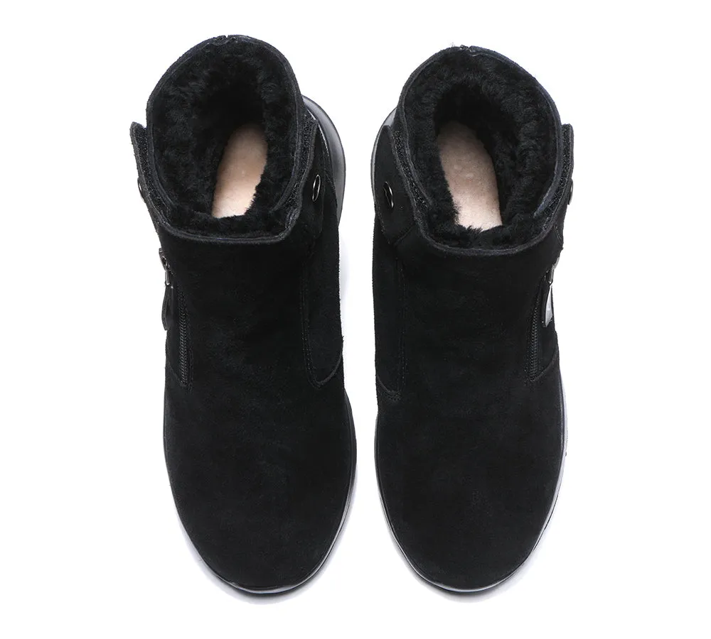 TARRAMARRA® Leather Button Zipper Ankle Boots Women Tyria