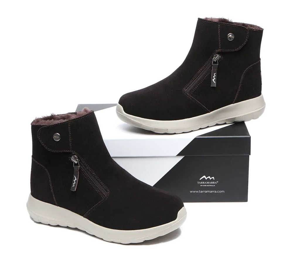 TARRAMARRA® Leather Button Zipper Ankle Boots Women Tyria
