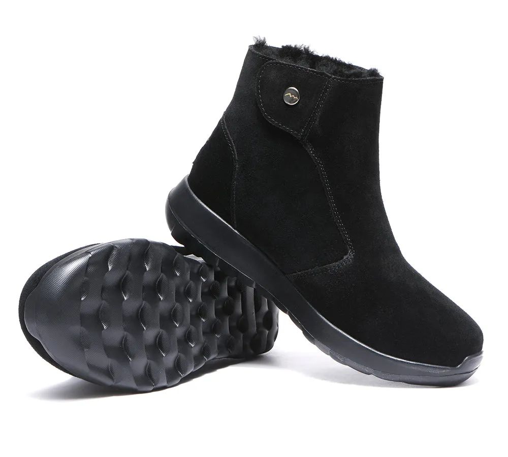 TARRAMARRA® Leather Button Zipper Ankle Boots Women Tyria