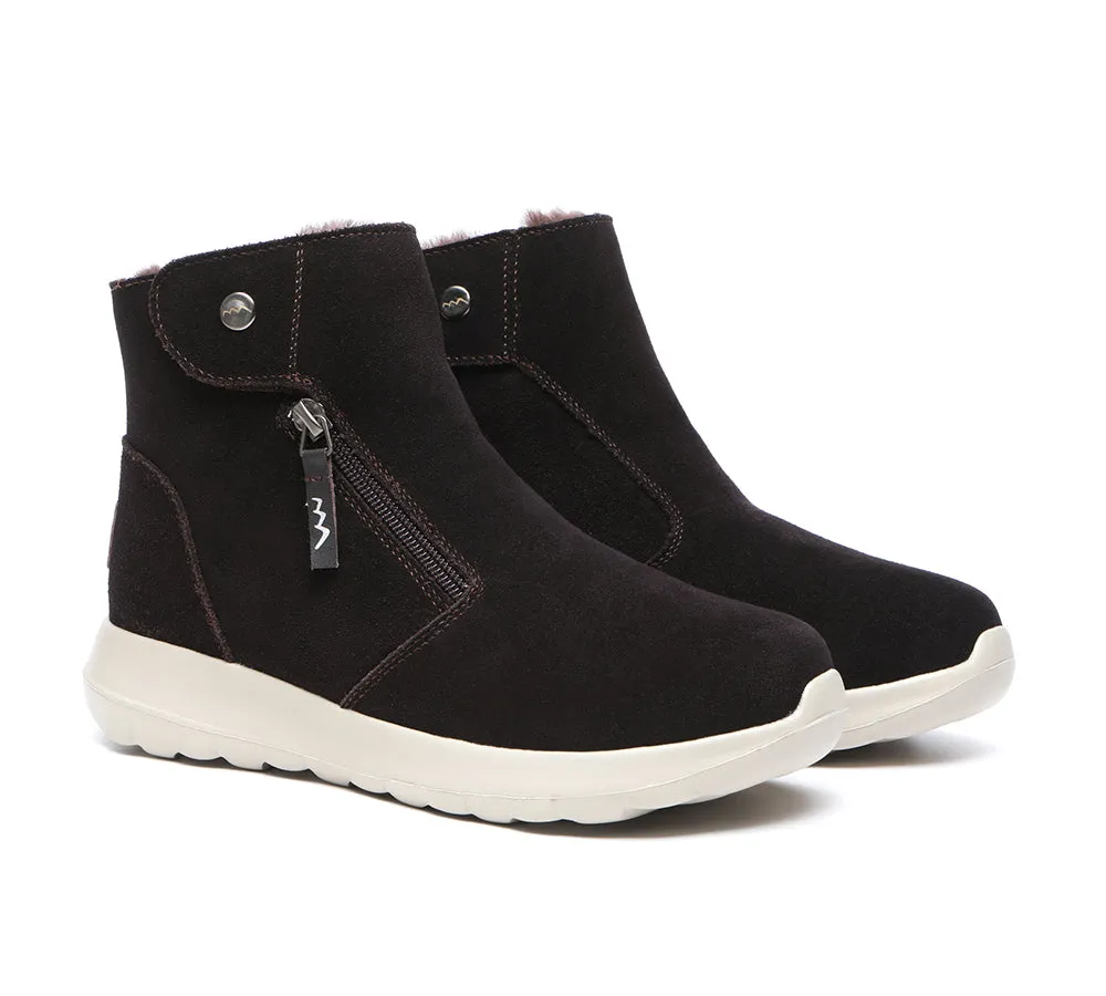 TARRAMARRA® Leather Button Zipper Ankle Boots Women Tyria