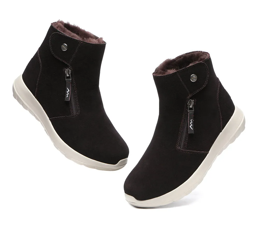 TARRAMARRA® Leather Button Zipper Ankle Boots Women Tyria