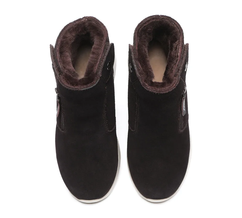 TARRAMARRA® Leather Button Zipper Ankle Boots Women Tyria