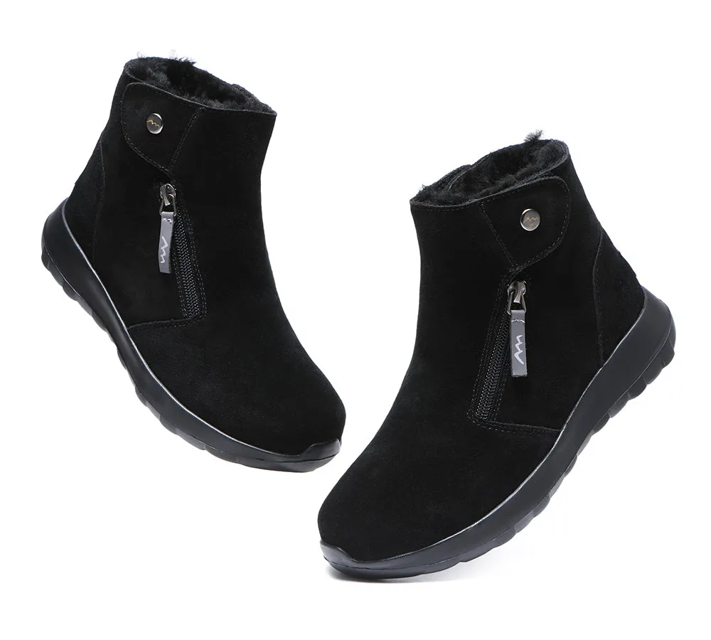 TARRAMARRA® Leather Button Zipper Ankle Boots Women Tyria