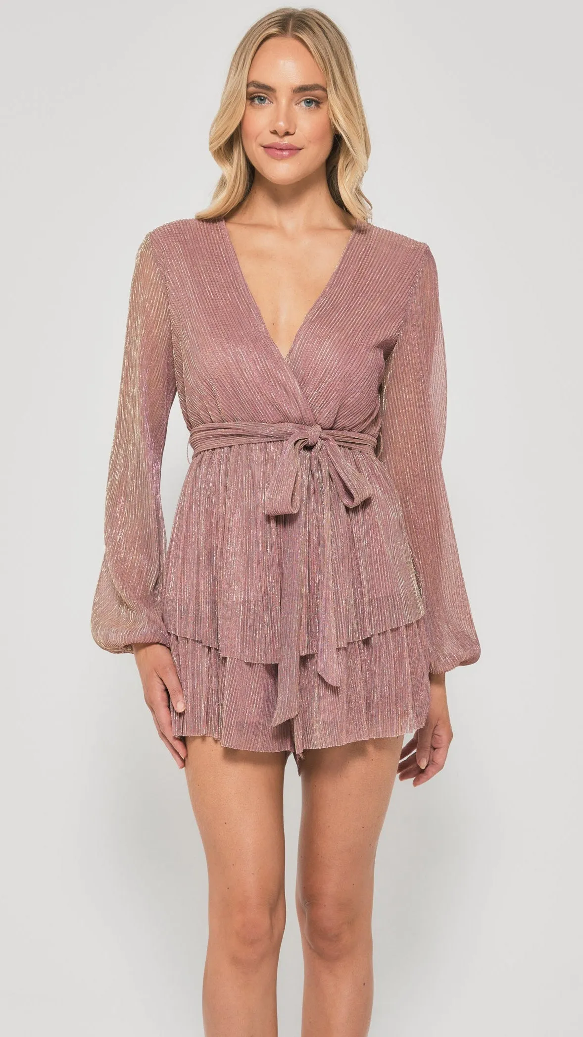 The Golden Glow Plissé Playsuit