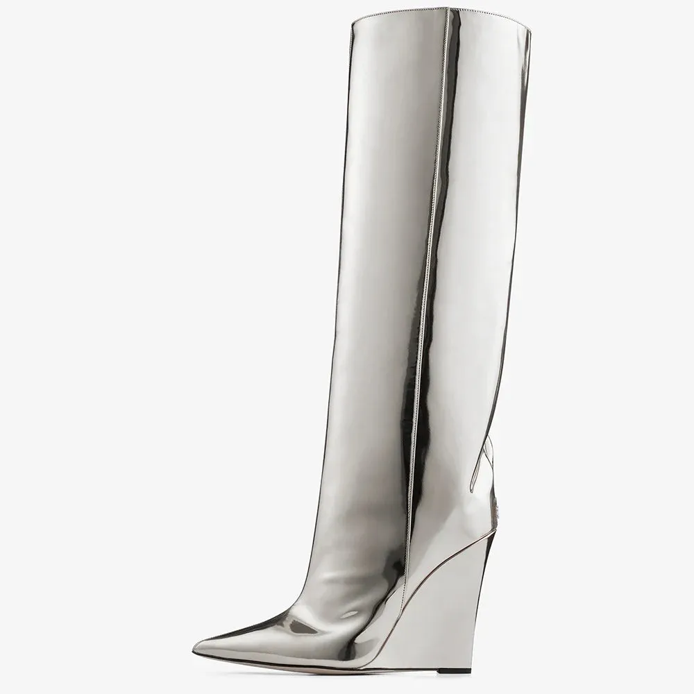 TINA METALLIC KNEE HIGH BOOTS