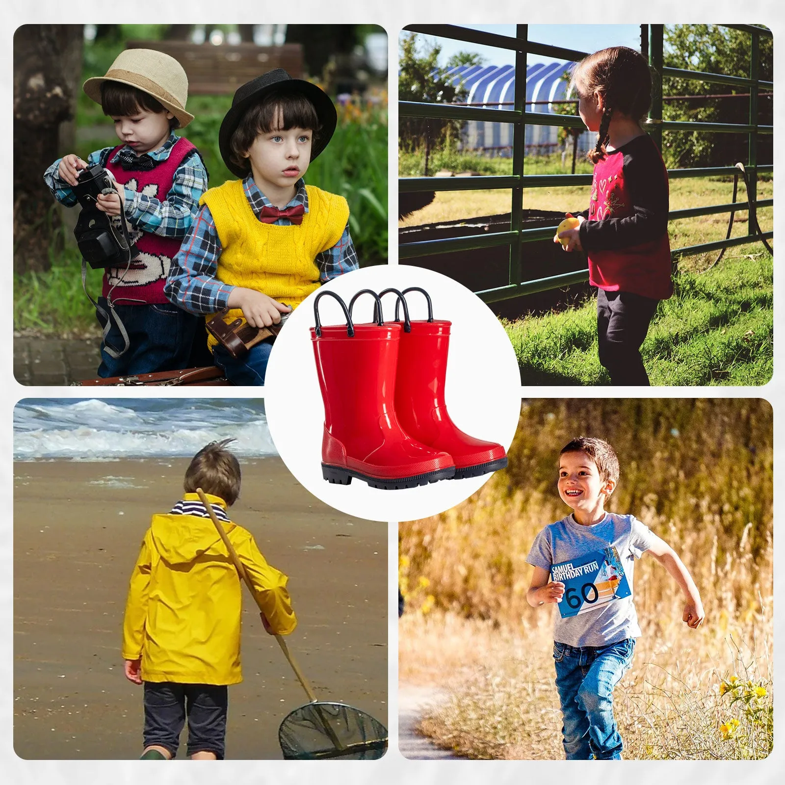 Toddler Kids Contrast Red Rain Boots