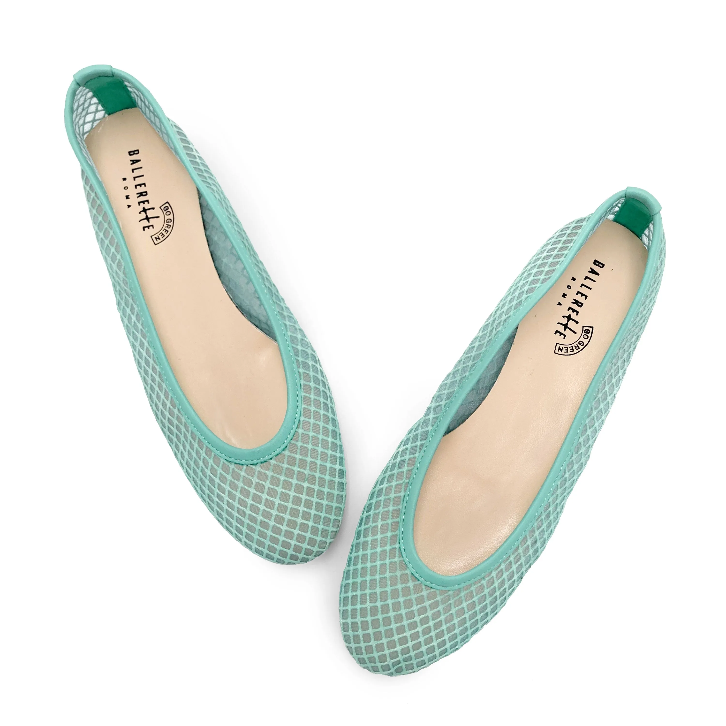 TT GO GREEN Collection - Aqua Transparent Mesh Ballet Flats in ECO Recycled Fabric