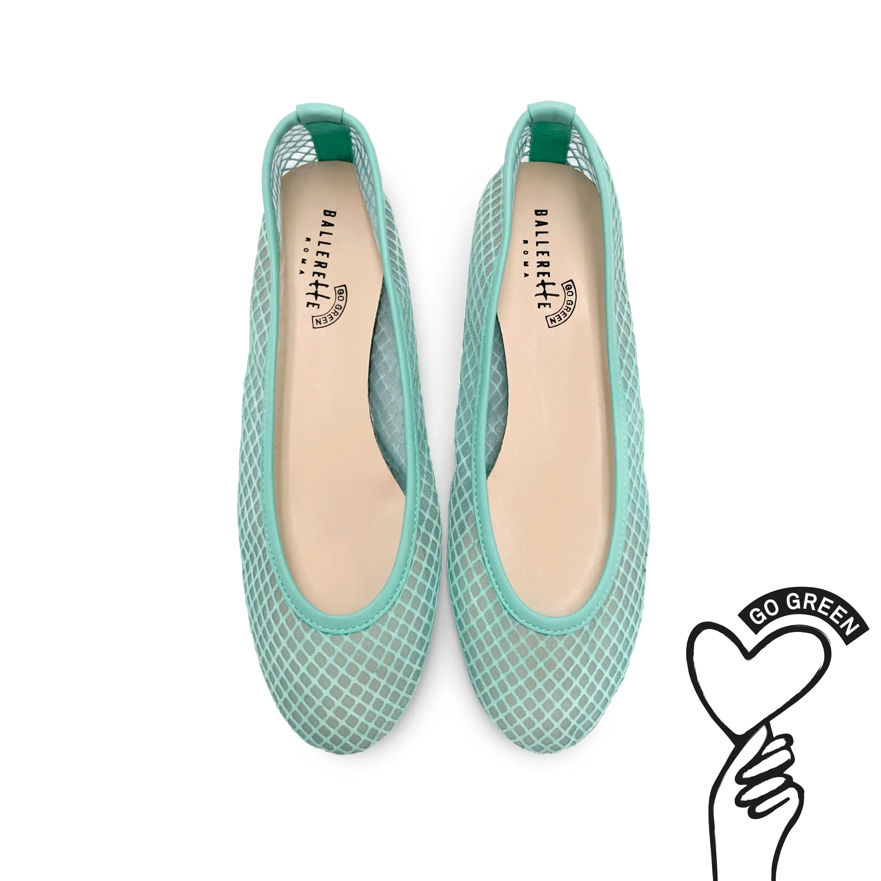 TT GO GREEN Collection - Aqua Transparent Mesh Ballet Flats in ECO Recycled Fabric
