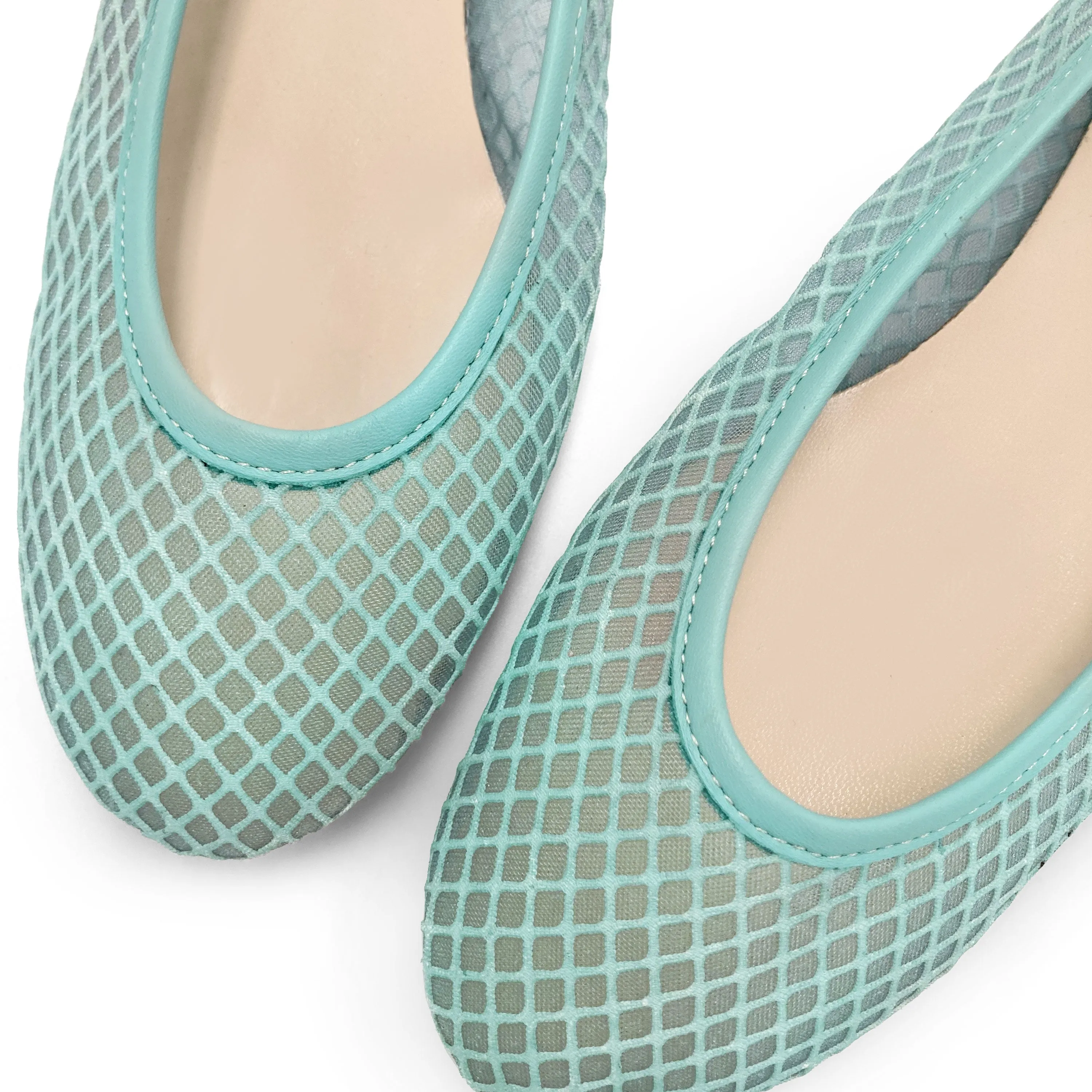 TT GO GREEN Collection - Aqua Transparent Mesh Ballet Flats in ECO Recycled Fabric