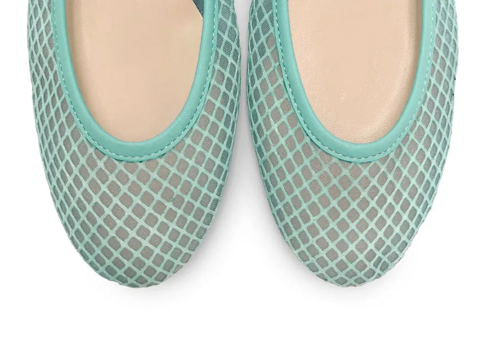 TT GO GREEN Collection - Aqua Transparent Mesh Ballet Flats in ECO Recycled Fabric