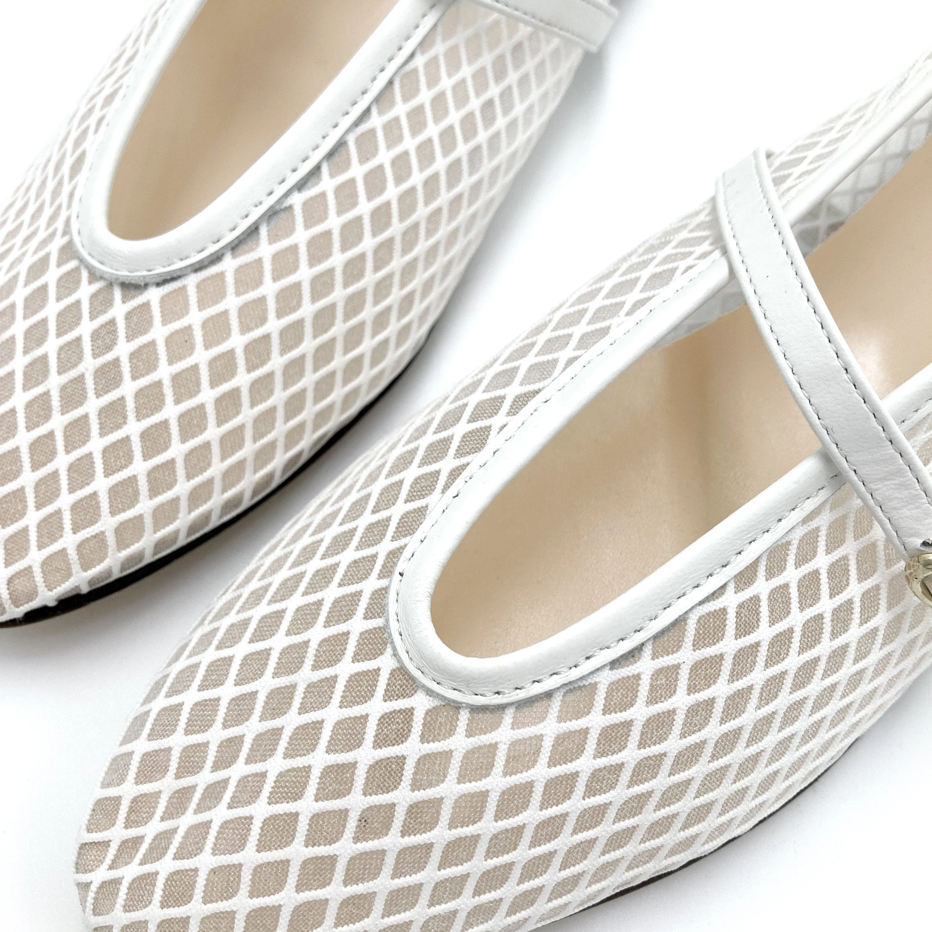 TT GO GREEN Collection - White Transparent Mesh Ballet Flats in ECO Recycled Fabric with Strap
