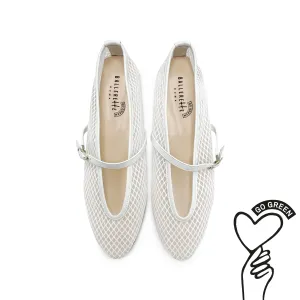 TT GO GREEN Collection - White Transparent Mesh Ballet Flats in ECO Recycled Fabric with Strap