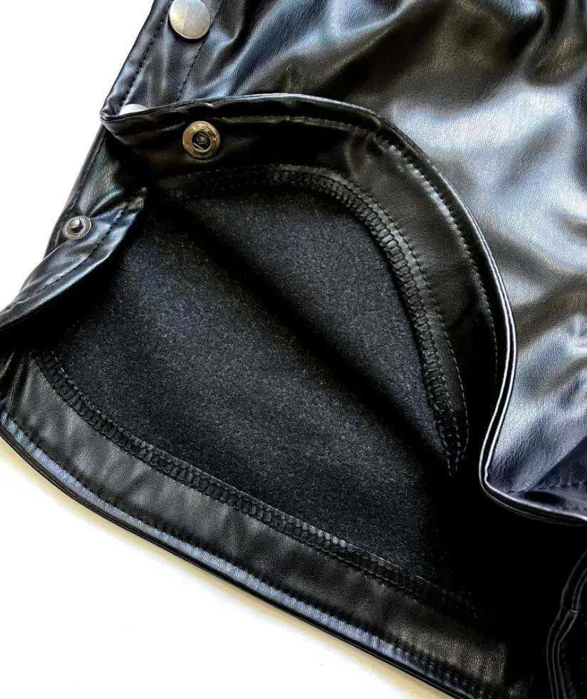 UrbanFlare High Waist Snap Detail Faux Leather Shorts
