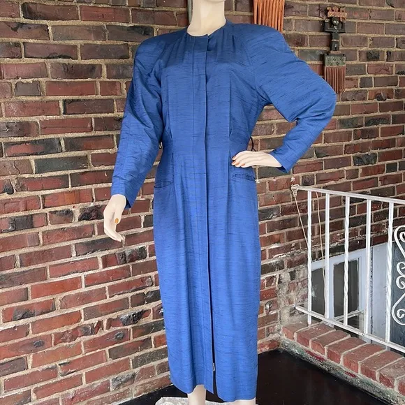 Vintage Tahari Blue Sleek Coat Dress