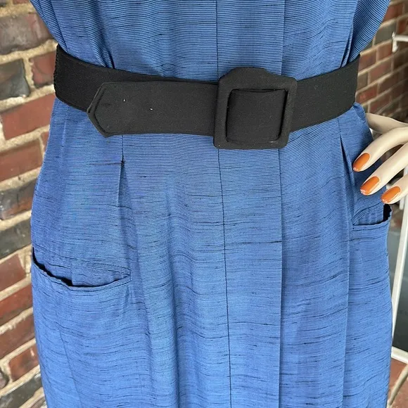 Vintage Tahari Blue Sleek Coat Dress