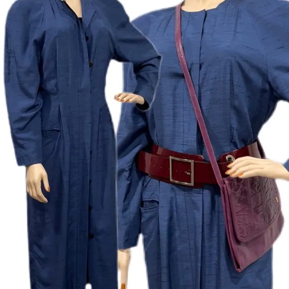 Vintage Tahari Blue Sleek Coat Dress