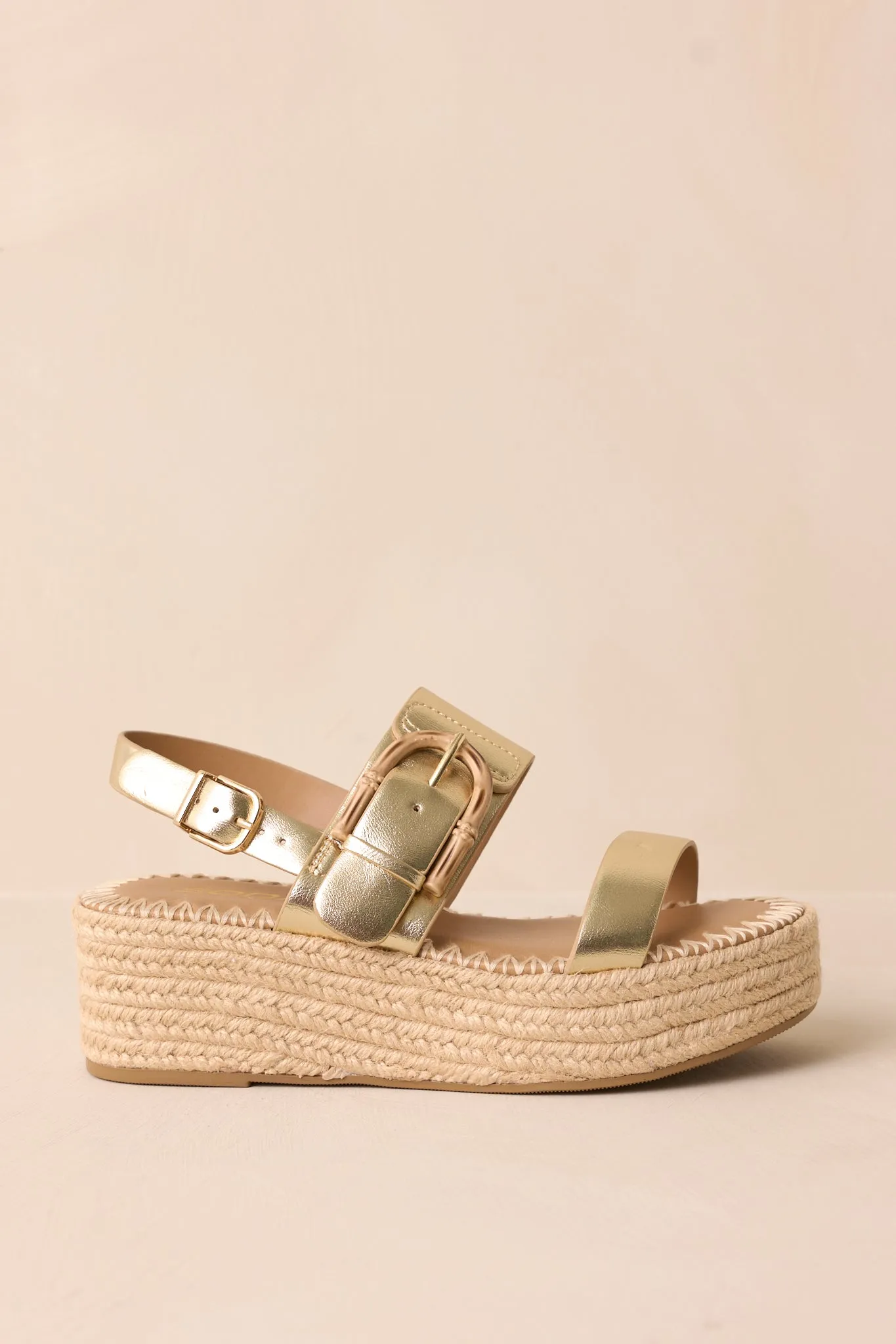 Warm Breeze Gold Espadrille Platform Sandals