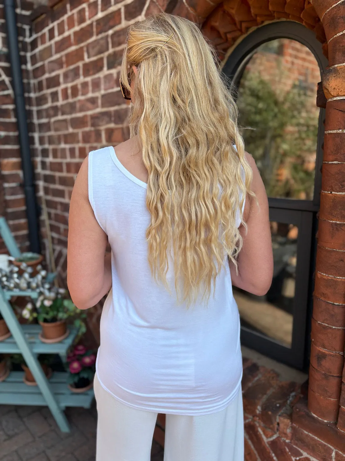 White Sequin Vest Top Rebecca