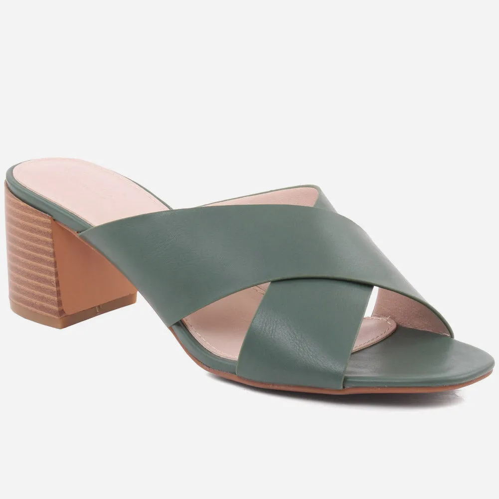 Women "LEVA" Vhic Block Heel Slip On Sandals