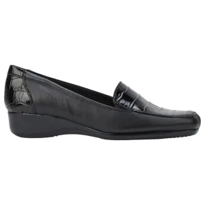 Womens Hush Puppies Meadow Adc Black Wedge Leather Work Casual Shoes