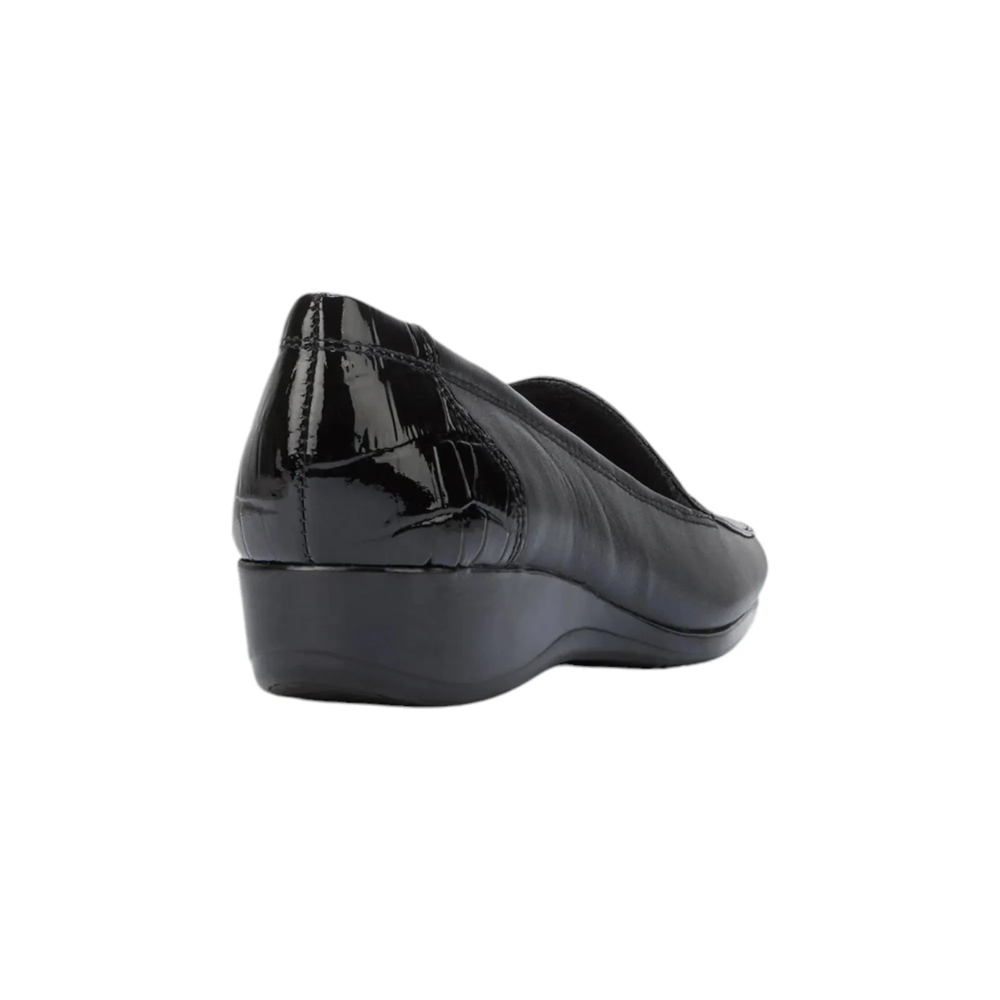 Womens Hush Puppies Meadow Adc Black Wedge Leather Work Casual Shoes