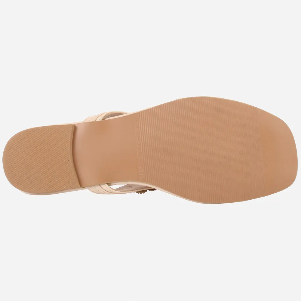Womens "FARINA" Embellished V-Bar Summer Slippers