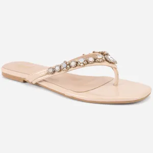 Womens "FARINA" Embellished V-Bar Summer Slippers