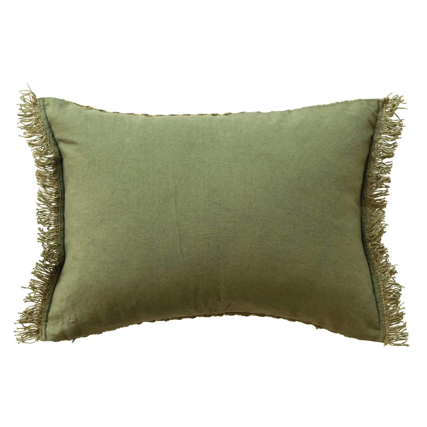 Woven Cotton Lumbar Pillow Gold & Green