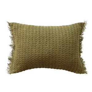 Woven Cotton Lumbar Pillow Gold & Green
