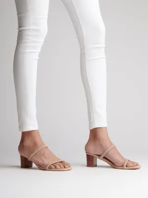 WOVEN DOUBLE STRAP HEELS