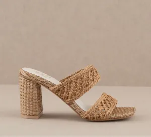 Woven Double Strap Raffia Heels *Restocked
