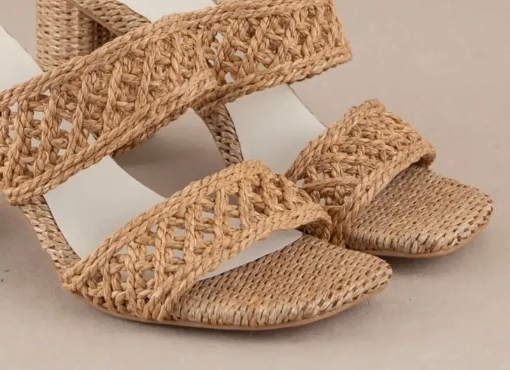 Woven Double Strap Raffia Heels *Restocked