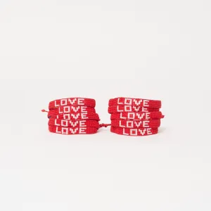 Woven Love Bracelet Bundle - Red/White