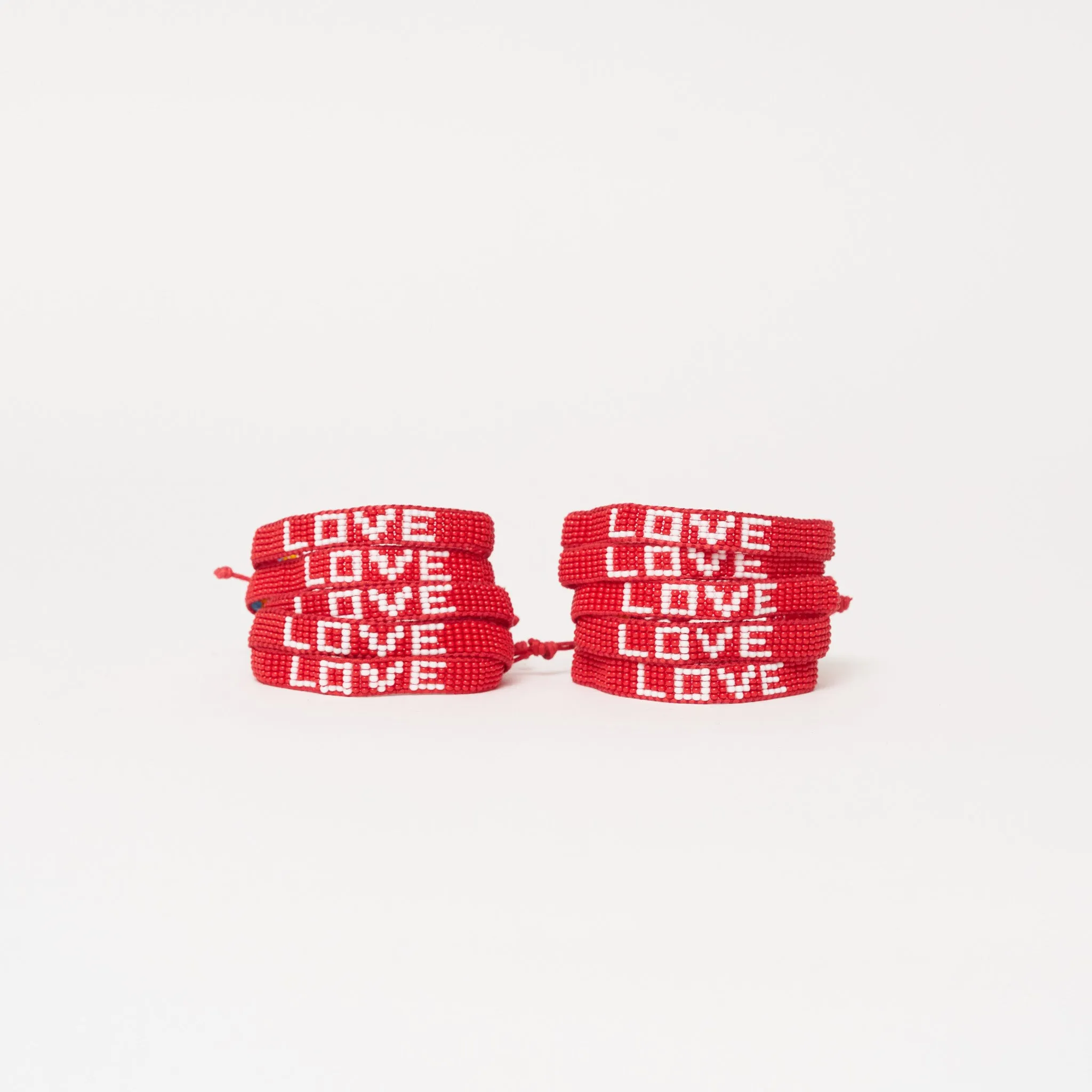 Woven Love Bracelet Bundle - Red/White