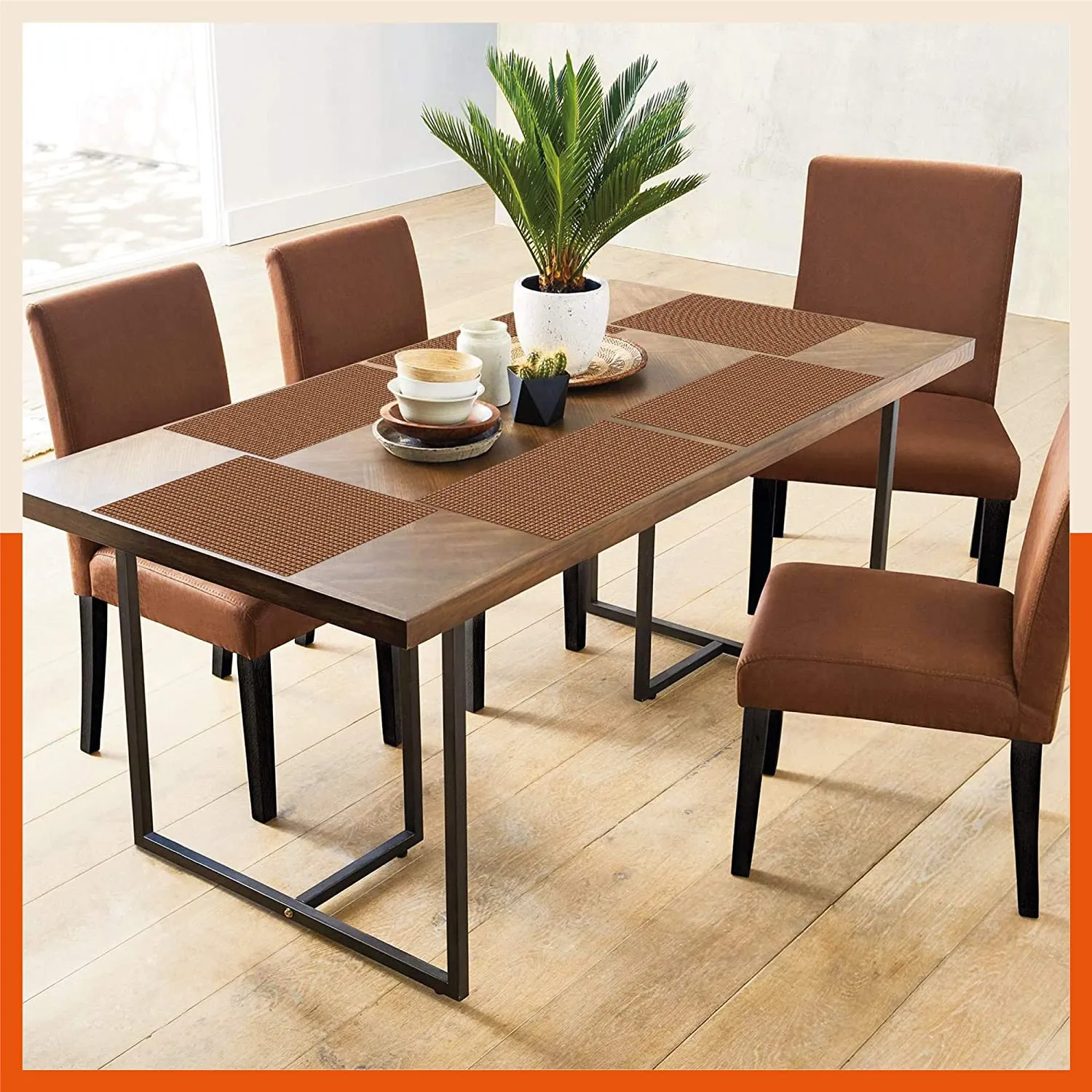 Woven PVC Table Mats / Placemats for Dining Table at Home (Earl - Set of 6)