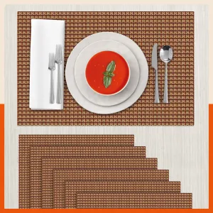 Woven PVC Table Mats / Placemats for Dining Table at Home (Earl - Set of 6)