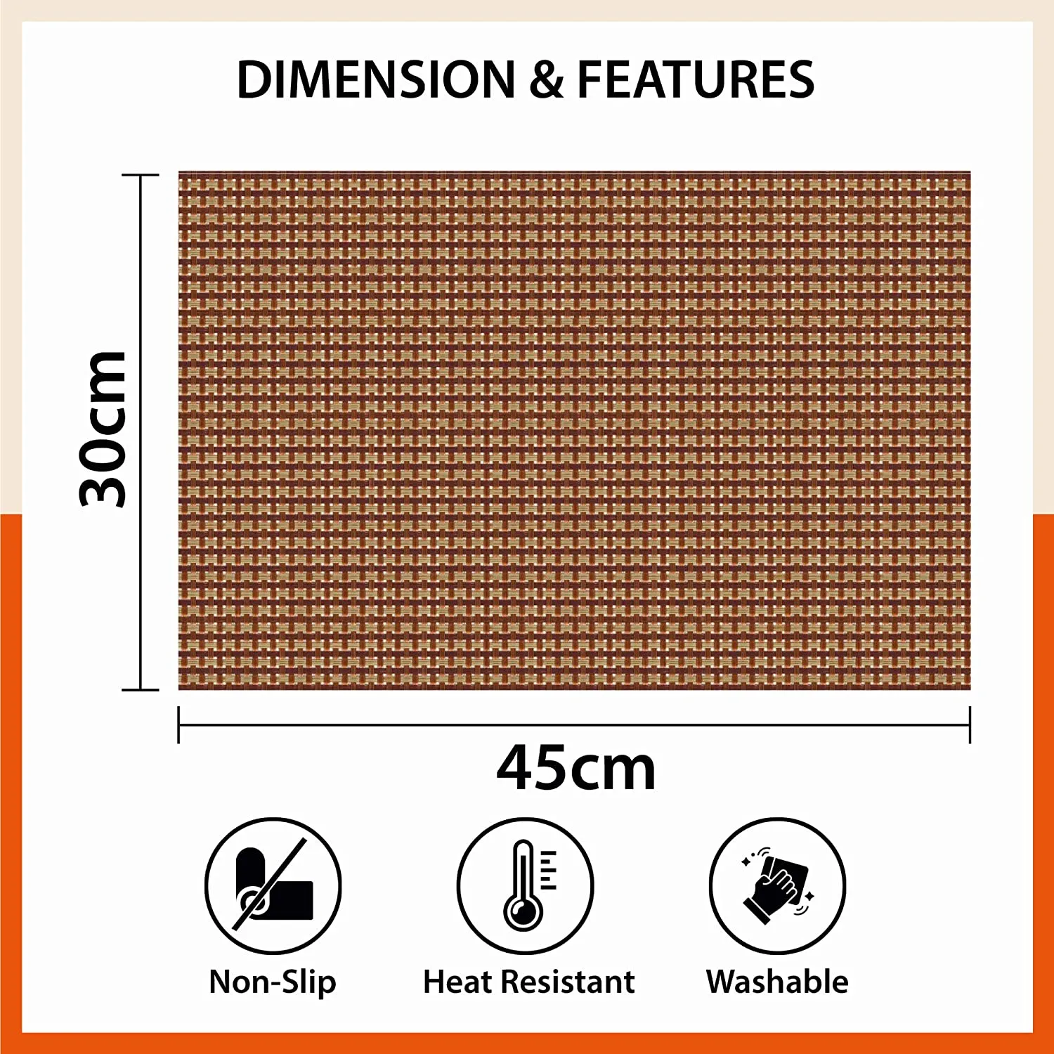 Woven PVC Table Mats / Placemats for Dining Table at Home (Earl - Set of 6)