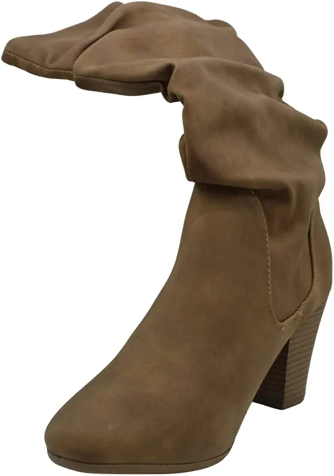 XOXO Womens Strasburg Faux Leather Mid-Calf Boots Tan 6.5 Medium (B,M)