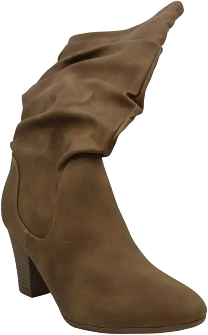 XOXO Womens Strasburg Faux Leather Mid-Calf Boots Tan 6.5 Medium (B,M)